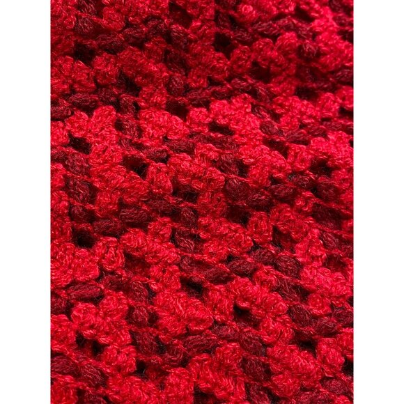 Just Be Shaw Wrap Womens One Size‎ Red Chevron Fringe Layering Knit Boho Hippie - Picture 8 of 12